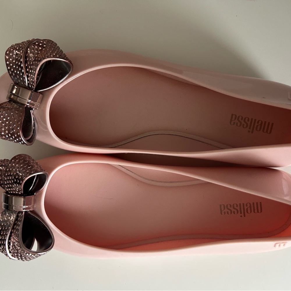 Melissa Aura II pink rose ballet flats with bow 6 - Picture 4 of 6